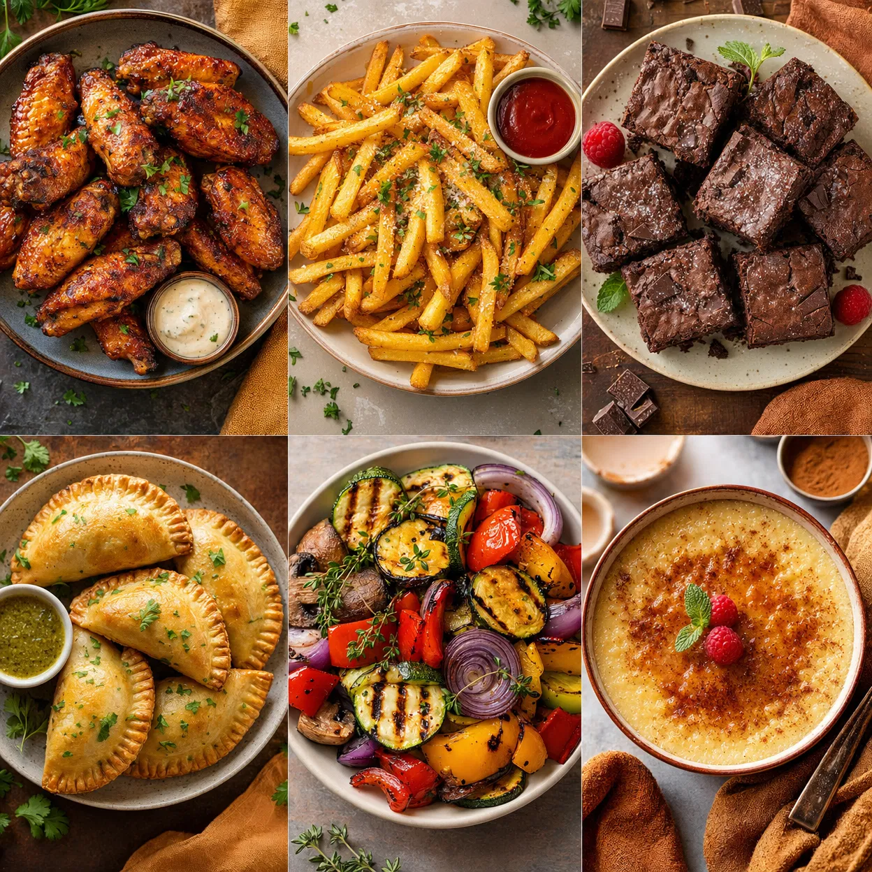 Colagem de pratos preparados na air fryer